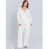 image:imageANRABESS Womens 2 Piece Outfits Lounge Sets Casual Long Sleeve Sweatshirts Polo Top Wide Leg Pants Fall Sweat Matching SetsWhite