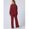 image:imageANRABESS Womens 2 Piece Outfits Lounge Sets Casual Long Sleeve Sweatshirts Polo Top Wide Leg Pants Fall Sweat Matching SetsWine Red