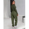 image:imageANRABESS Womens 2 Piece Sweatsuits Long Sleeve Tight Shirt Tops Joggers Fleece Sweatpants Sets 2026 Fall Sweat Lounge OutfitsArmy Green