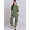 image:imageANRABESS Womens 2 Piece Sweatsuits Long Sleeve Tight Shirt Tops Joggers Fleece Sweatpants Sets 2026 Fall Sweat Lounge OutfitsArmy Green
