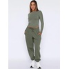 image:imageANRABESS Womens 2 Piece Sweatsuits Long Sleeve Tight Shirt Tops Joggers Fleece Sweatpants Sets 2026 Fall Sweat Lounge OutfitsArmy Green