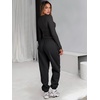 image:imageANRABESS Womens 2 Piece Sweatsuits Long Sleeve Tight Shirt Tops Joggers Fleece Sweatpants Sets 2026 Fall Sweat Lounge OutfitsBlack