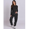 image:imageANRABESS Womens 2 Piece Sweatsuits Long Sleeve Tight Shirt Tops Joggers Fleece Sweatpants Sets 2026 Fall Sweat Lounge OutfitsBlack