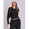 image:imageANRABESS Womens 2 Piece Sweatsuits Long Sleeve Tight Shirt Tops Joggers Fleece Sweatpants Sets 2026 Fall Sweat Lounge OutfitsBlack