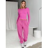 image:imageANRABESS Womens 2 Piece Sweatsuits Long Sleeve Tight Shirt Tops Joggers Fleece Sweatpants Sets 2026 Fall Sweat Lounge OutfitsHot Pink