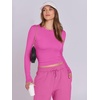 image:imageANRABESS Womens 2 Piece Sweatsuits Long Sleeve Tight Shirt Tops Joggers Fleece Sweatpants Sets 2026 Fall Sweat Lounge OutfitsHot Pink