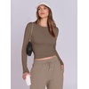 image:imageANRABESS Womens 2 Piece Sweatsuits Long Sleeve Tight Shirt Tops Joggers Fleece Sweatpants Sets 2026 Fall Sweat Lounge OutfitsKhaki