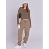 image:imageANRABESS Womens 2 Piece Sweatsuits Long Sleeve Tight Shirt Tops Joggers Fleece Sweatpants Sets 2026 Fall Sweat Lounge OutfitsKhaki
