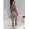 image:imageANRABESS Womens 2 Piece Sweatsuits Long Sleeve Tight Shirt Tops Joggers Fleece Sweatpants Sets 2026 Fall Sweat Lounge OutfitsKhaki