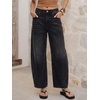 image:imageANRABESS Womens Barrel Jeans Mid Rise Wide Leg Denim Pants Casual Baggy Relaxed Fit Y2K Streetwear Boyfriend Ankle LengthBlack