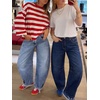 image:imageANRABESS Womens Barrel Jeans Mid Rise Wide Leg Denim Pants Casual Baggy Relaxed Fit Y2K Streetwear Boyfriend Ankle LengthDark Blue