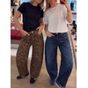 image:imageANRABESS Womens Barrel Jeans Mid Rise Wide Leg Denim Pants Casual Baggy Relaxed Fit Y2K Streetwear Boyfriend Ankle LengthLeopard