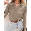 image:imageANRABESS Womens Cable Knit Sweaters Long Sleeve V Neck Sweater Tops Casual Pullover Polo Shirts Fall Fashion OutfitsBright Tan