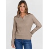 image:imageANRABESS Womens Cable Knit Sweaters Long Sleeve V Neck Sweater Tops Casual Pullover Polo Shirts Fall Fashion OutfitsBright Tan