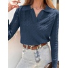 image:imageANRABESS Womens Cable Knit Sweaters Long Sleeve V Neck Sweater Tops Casual Pullover Polo Shirts Fall Fashion OutfitsDeep Blue