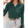 image:imageANRABESS Womens Cable Knit Sweaters Long Sleeve V Neck Sweater Tops Casual Pullover Polo Shirts Fall Fashion OutfitsDeep Green