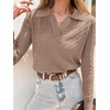 image:imageANRABESS Womens Cable Knit Sweaters Long Sleeve V Neck Sweater Tops Casual Pullover Polo Shirts Fall Fashion OutfitsKhaki
