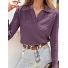 image:imageANRABESS Womens Cable Knit Sweaters Long Sleeve V Neck Sweater Tops Casual Pullover Polo Shirts Fall Fashion OutfitsPurple