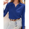image:imageANRABESS Womens Cable Knit Sweaters Long Sleeve V Neck Sweater Tops Casual Pullover Polo Shirts Fall Fashion OutfitsRoyal Blue