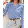 image:imageANRABESS Womens Cable Knit Sweaters Long Sleeve V Neck Sweater Tops Casual Pullover Polo Shirts Fall Fashion OutfitsSky
