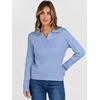 image:imageANRABESS Womens Cable Knit Sweaters Long Sleeve V Neck Sweater Tops Casual Pullover Polo Shirts Fall Fashion OutfitsSky