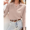 image:imageANRABESS Womens Cable Knit Sweaters Long Sleeve V Neck Sweater Tops Casual Pullover Polo Shirts Fall Fashion OutfitsTaffy