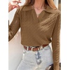 image:imageANRABESS Womens Cable Knit Sweaters Long Sleeve V Neck Sweater Tops Casual Pullover Polo Shirts Fall Fashion OutfitsTan