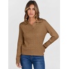 image:imageANRABESS Womens Cable Knit Sweaters Long Sleeve V Neck Sweater Tops Casual Pullover Polo Shirts Fall Fashion OutfitsTan