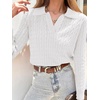 image:imageANRABESS Womens Cable Knit Sweaters Long Sleeve V Neck Sweater Tops Casual Pullover Polo Shirts Fall Fashion OutfitsWhite