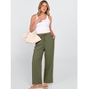 image:imageANRABESS Womens Casual Pants Summer High Waist Drawstring Loose Fit 2026 Beach Lightweight Comfy Lounge Trousers with PocketsArmy Green