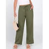 image:imageANRABESS Womens Casual Pants Summer High Waist Drawstring Loose Fit 2026 Beach Lightweight Comfy Lounge Trousers with PocketsArmy Green