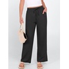 image:imageANRABESS Womens Casual Pants Summer High Waist Drawstring Loose Fit 2026 Beach Lightweight Comfy Lounge Trousers with PocketsBlack
