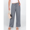 image:imageANRABESS Womens Casual Pants Summer High Waist Drawstring Loose Fit 2026 Beach Lightweight Comfy Lounge Trousers with PocketsGrey