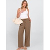 image:imageANRABESS Womens Casual Pants Summer High Waist Drawstring Loose Fit 2026 Beach Lightweight Comfy Lounge Trousers with PocketsKhaki