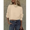 image:imageANRABESS Womens Cropped Sweaters Oversized Crewneck Long Batwing Sleeve Side Slit Ribbed Knit Pullover Tops 2026 Fall ClothesApricot
