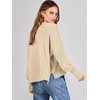 image:imageANRABESS Womens Cropped Sweaters Oversized Crewneck Long Batwing Sleeve Side Slit Ribbed Knit Pullover Tops 2026 Fall ClothesApricot