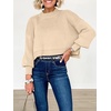 image:imageANRABESS Womens Cropped Sweaters Oversized Crewneck Long Batwing Sleeve Side Slit Ribbed Knit Pullover Tops 2026 Fall ClothesApricot