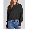 image:imageANRABESS Womens Cropped Sweaters Oversized Crewneck Long Batwing Sleeve Side Slit Ribbed Knit Pullover Tops 2026 Fall ClothesBlack