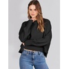 image:imageANRABESS Womens Cropped Sweaters Oversized Crewneck Long Batwing Sleeve Side Slit Ribbed Knit Pullover Tops 2026 Fall ClothesBlack