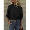 image:imageANRABESS Womens Cropped Sweaters Oversized Crewneck Long Batwing Sleeve Side Slit Ribbed Knit Pullover Tops 2026 Fall ClothesBlack