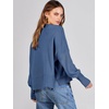 image:imageANRABESS Womens Cropped Sweaters Oversized Crewneck Long Batwing Sleeve Side Slit Ribbed Knit Pullover Tops 2026 Fall ClothesBlue