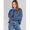 image:imageANRABESS Womens Cropped Sweaters Oversized Crewneck Long Batwing Sleeve Side Slit Ribbed Knit Pullover Tops 2026 Fall ClothesBlue