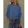 image:imageANRABESS Womens Cropped Sweaters Oversized Crewneck Long Batwing Sleeve Side Slit Ribbed Knit Pullover Tops 2026 Fall ClothesBlue