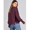 image:imageANRABESS Womens Cropped Sweaters Oversized Crewneck Long Batwing Sleeve Side Slit Ribbed Knit Pullover Tops 2026 Fall ClothesBurgundy