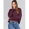 image:imageANRABESS Womens Cropped Sweaters Oversized Crewneck Long Batwing Sleeve Side Slit Ribbed Knit Pullover Tops 2026 Fall ClothesBurgundy