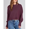 image:imageANRABESS Womens Cropped Sweaters Oversized Crewneck Long Batwing Sleeve Side Slit Ribbed Knit Pullover Tops 2026 Fall ClothesBurgundy
