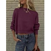 image:imageANRABESS Womens Cropped Sweaters Oversized Crewneck Long Batwing Sleeve Side Slit Ribbed Knit Pullover Tops 2026 Fall ClothesBurgundy