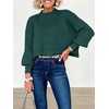 image:imageANRABESS Womens Cropped Sweaters Oversized Crewneck Long Batwing Sleeve Side Slit Ribbed Knit Pullover Tops 2026 Fall ClothesDark Green