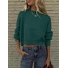 image:imageANRABESS Womens Cropped Sweaters Oversized Crewneck Long Batwing Sleeve Side Slit Ribbed Knit Pullover Tops 2026 Fall ClothesDark Green