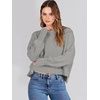image:imageANRABESS Womens Cropped Sweaters Oversized Crewneck Long Batwing Sleeve Side Slit Ribbed Knit Pullover Tops 2026 Fall ClothesGrey